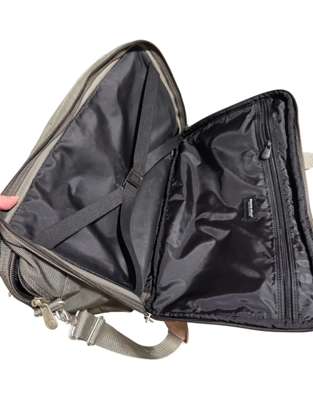 Briggs & Riley Olive Green Travelware Carryon Laptop Bag with Tan Accents